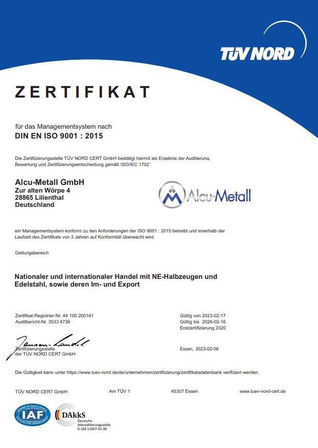 Zertifikat ISO 9001 – Deutsch
